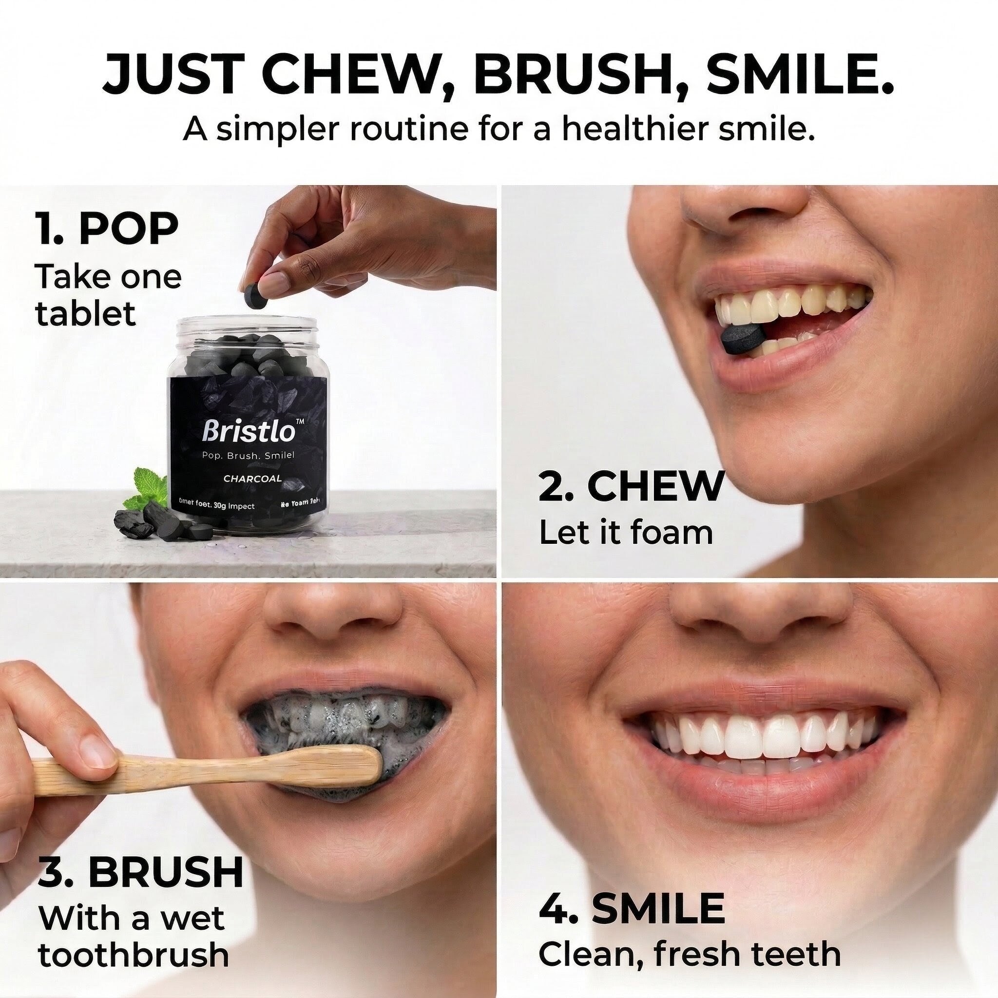 Toothpaste Tablets - Charcoal Mint, 64 Tablets (Buy 1 Get 1 FREE)